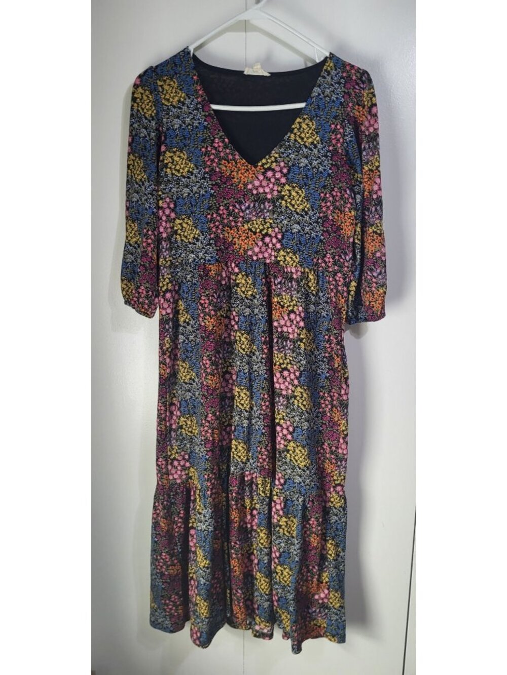 Jane and Delancey Womens XS Floral V Neck Peasant Prairie Maxi Dress - Picture 1 of 9